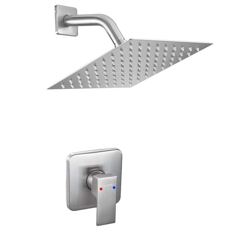 Heable Shower Faucet Set Brushed Nickel, Bathroom Rainfall Shower System with Stainless Steel Metal Shower Head, Single Function Shower Trim Kit with Rough-in Valve - Image 1